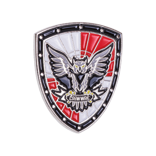 Metalowa przypinka z kolorowym herbem, emaliowana