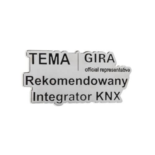 Magnes dla przedstawicieli handlowych z logo firmy, napisem kolor czarny