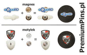 Motylek i magnes jako zapięcia. Przykłady zastosowania.