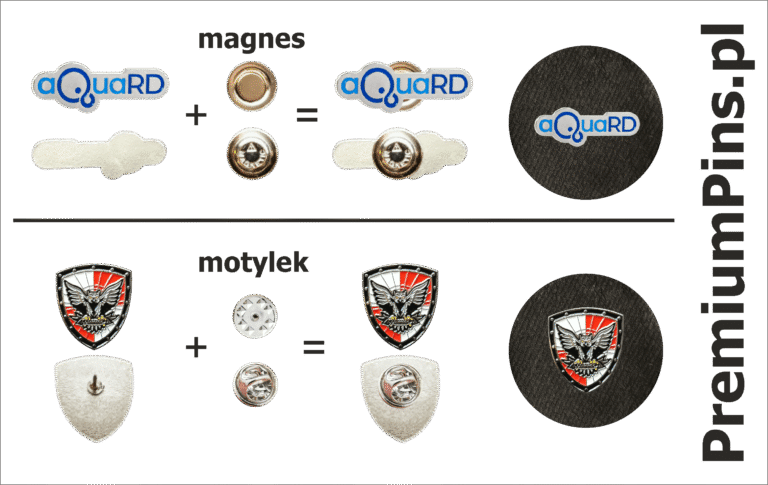 Motylek i magnes jako zapięcia. Przykłady zastosowania.