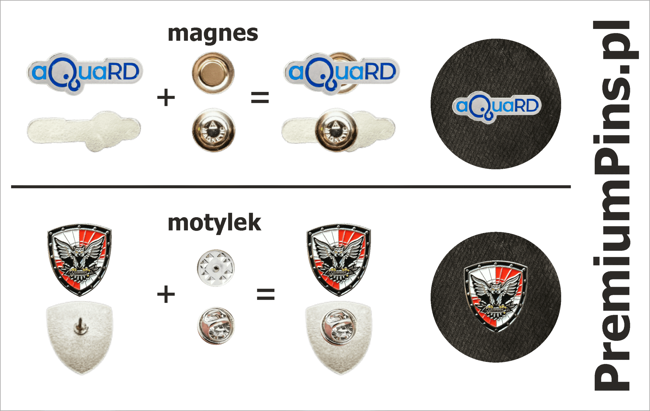 Motylek i magnes jako zapięcia. Przykłady zastosowania.