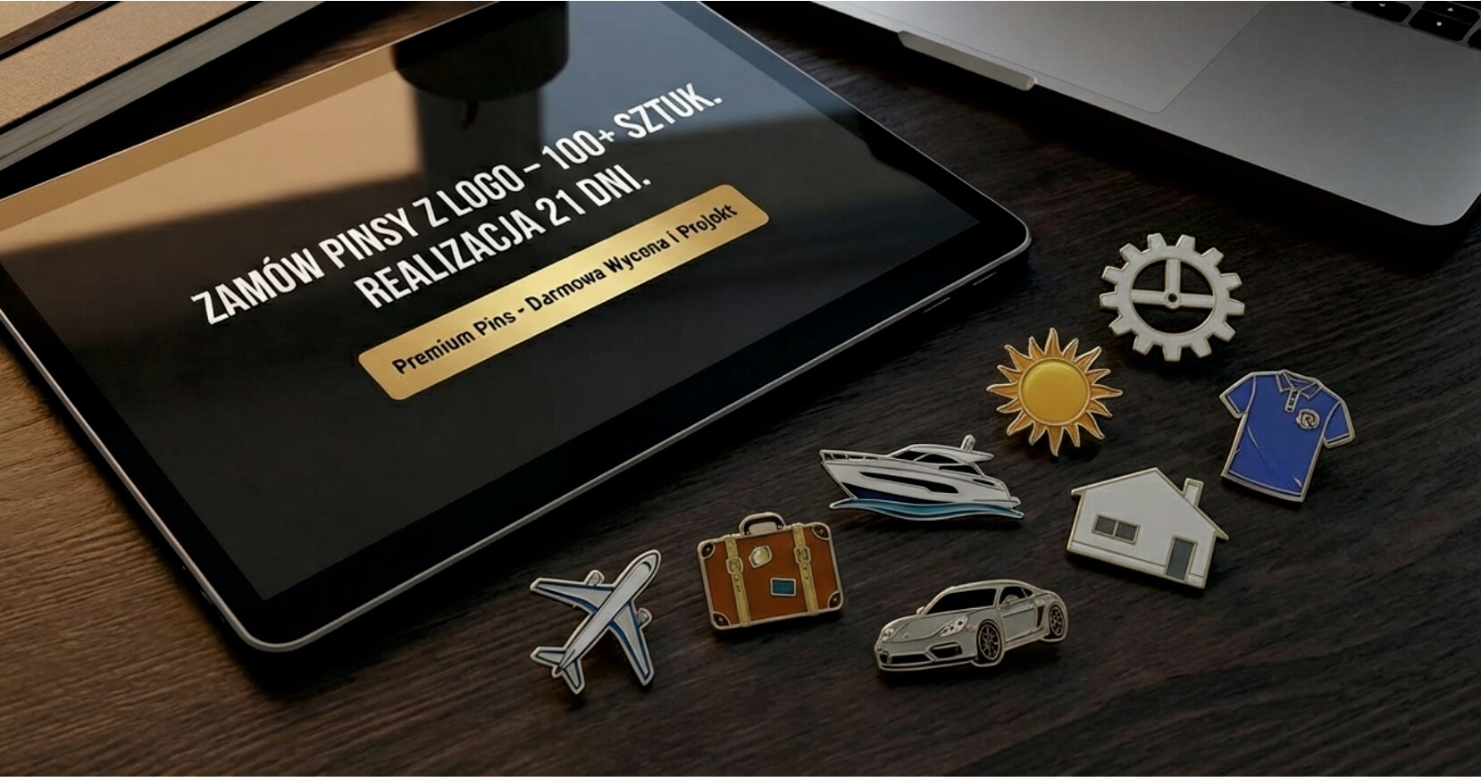 Gadget reklamowy, metalowe pinsy emaliowane o niestandardowych kształtach – realizacje hurtowe